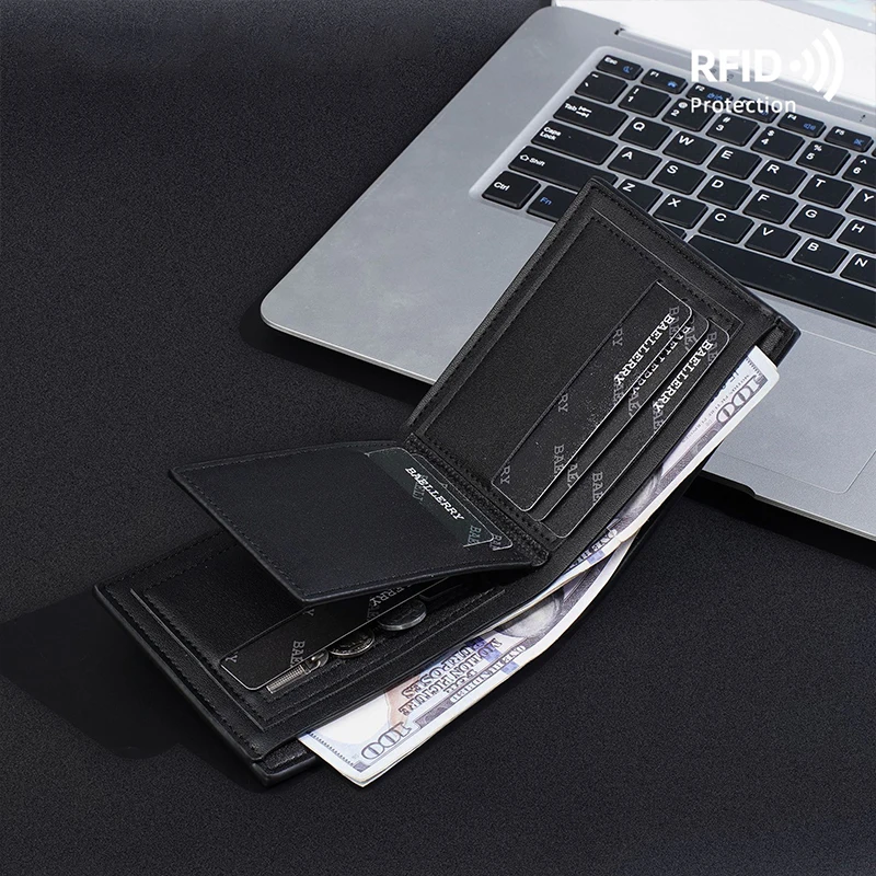 

2025 New RFID Short Men Wallets Ultra-thin Zipper Coin Pocket Male Purse Simple Credit Card Holder Business Men Wallet