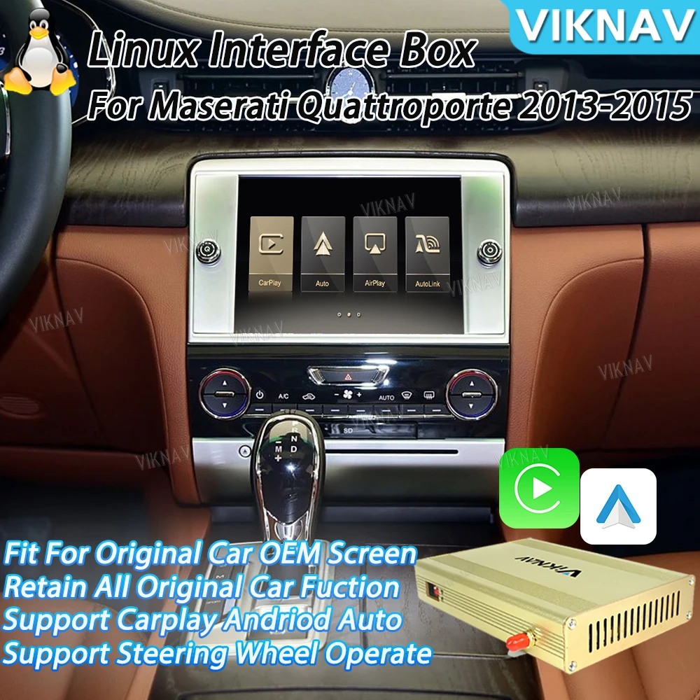 

Linux System Decode Box For Maserati Quattroporte 2013-2015 Wireless CarPlay Android Auto Only Support OEM Screen