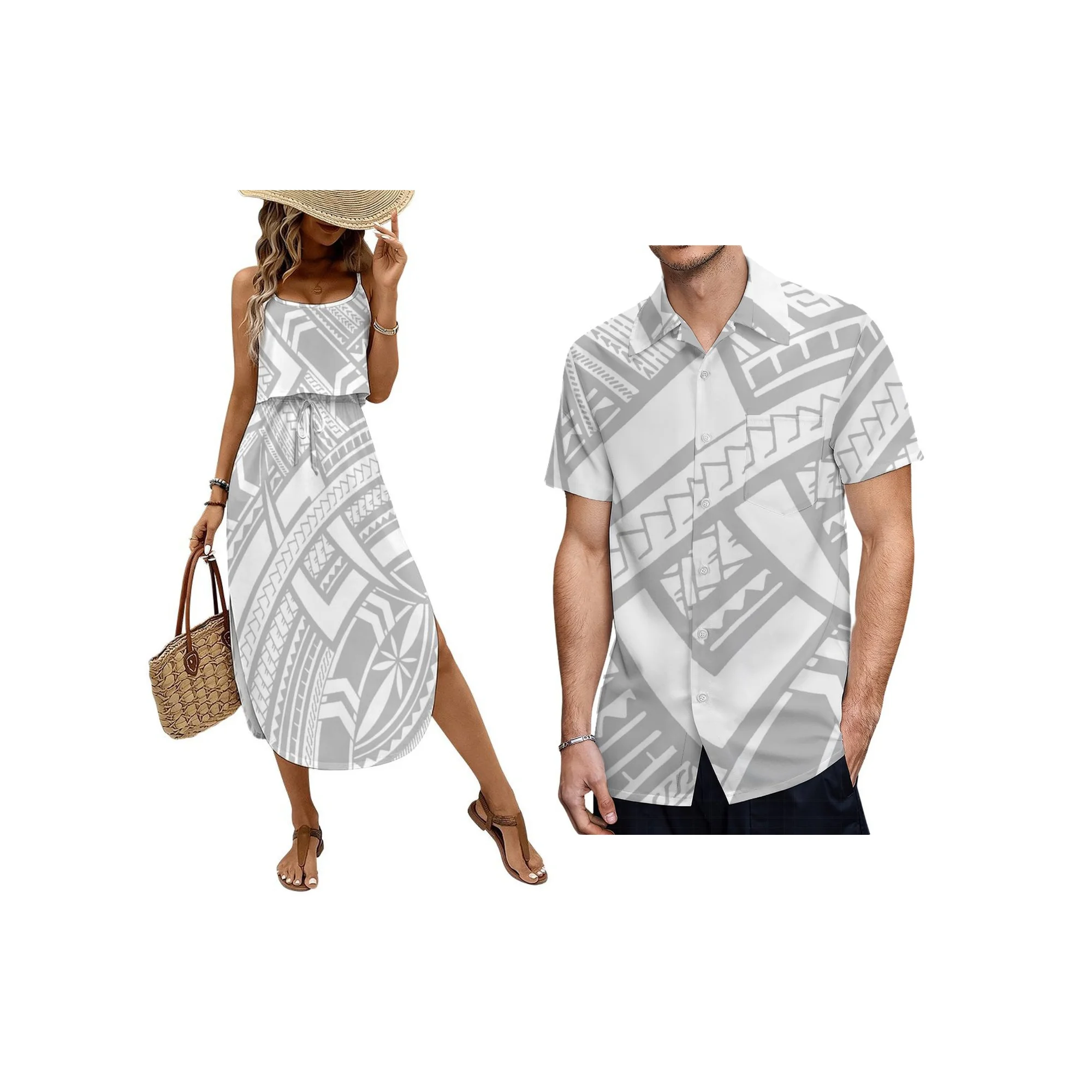 

Модное женское платье на бретельках в отпускном стиле с индивидуальным полинезийским племенным принтом, больших размеров, без рукавов, с боковым разрезом, для выпускного вечера