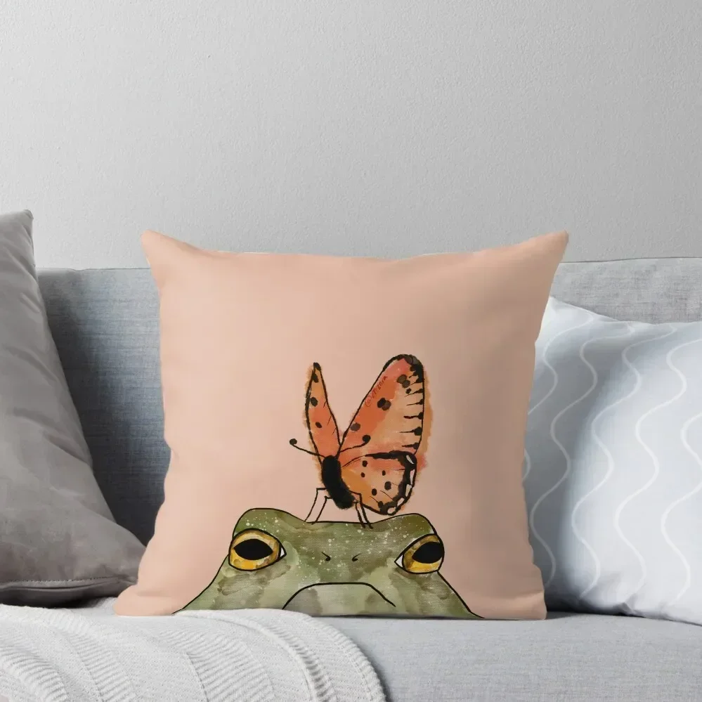 

The Frog and the Monarch Throw Pillow Luxury Sofa Cushions Custom Cushion Photo pillow