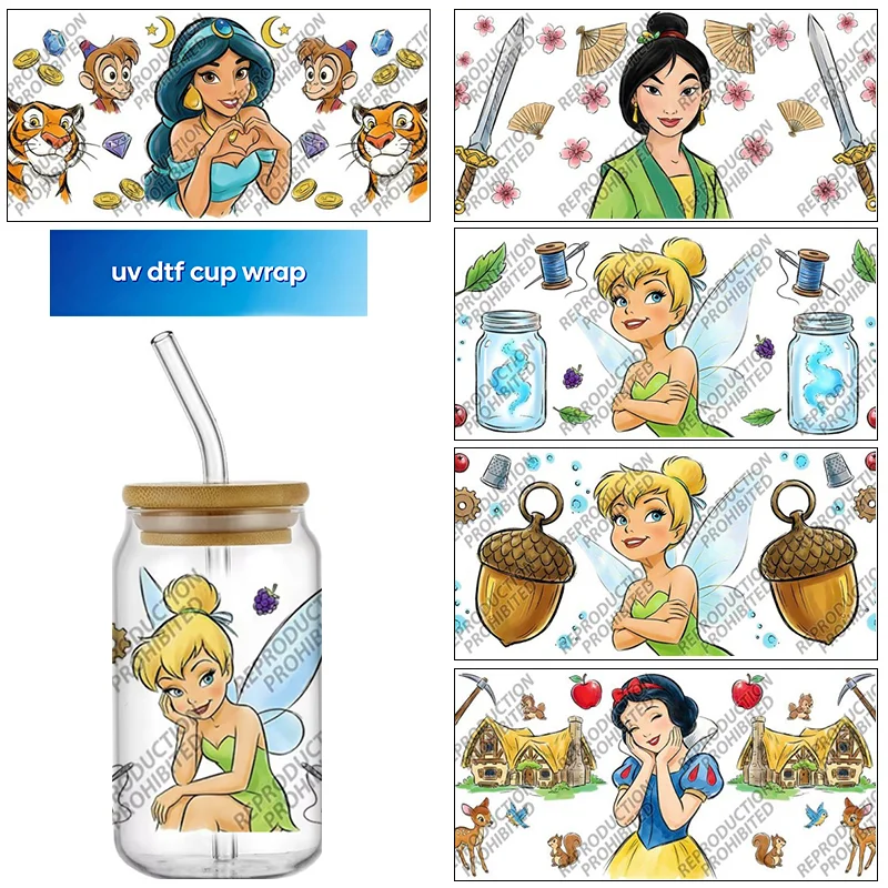 popular cartoon Design 3D Transfer Sticker Cup Wraps DIY UV DTF for 16oz Libbey Cup wrap Vinyl Decal home decoration