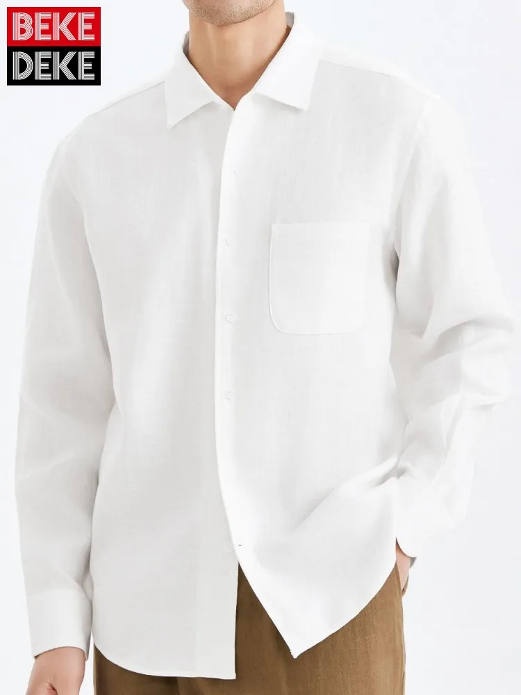 

Мужская офисная рубашка с отложным воротником, длинными рукавами, однотонная, на пуговицах, высокого качества, для весеннего отдыха