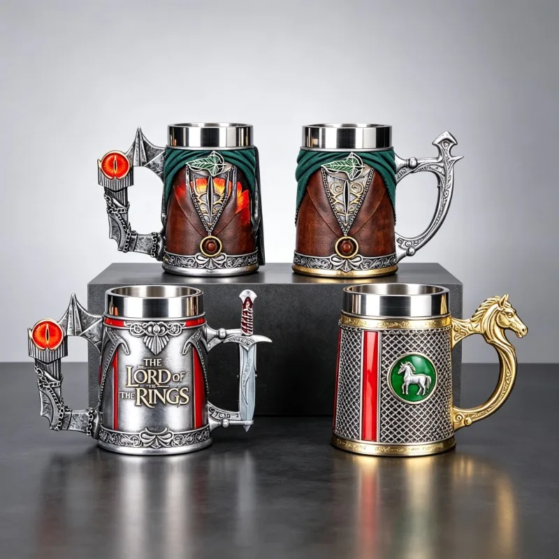 Mug Goblet Stainless Steel Resin 3D Beer Tankard Wine Glass Mugs  Party Drinkware Decoration Christmas Gift