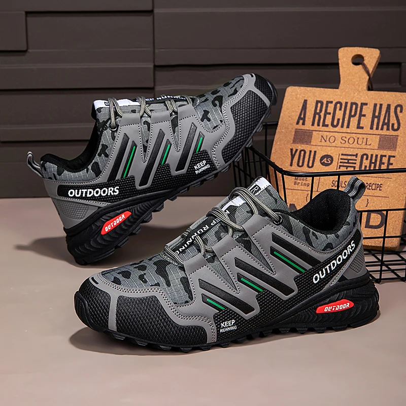 Men Waterproof All-Terrain Hiking Shoes, Non Slip Outdoor Sneakers for Trekking Camping Cycling Tactical Training