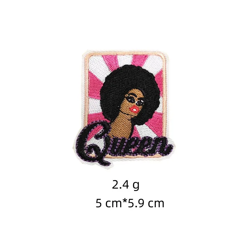 African Girl Patch Black head singer Embroidered Patches For Clothing Iron on Patches Badges DIY Decoration Clothes Stickers