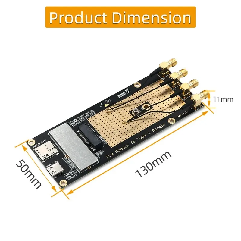 M.2(M.2) 3G/4G/5G Module to Type C /USB 3.0 Adapter with NANO SIM card Slot for RM500Q/RM500U /GM800/ SIM8200 Module view 2