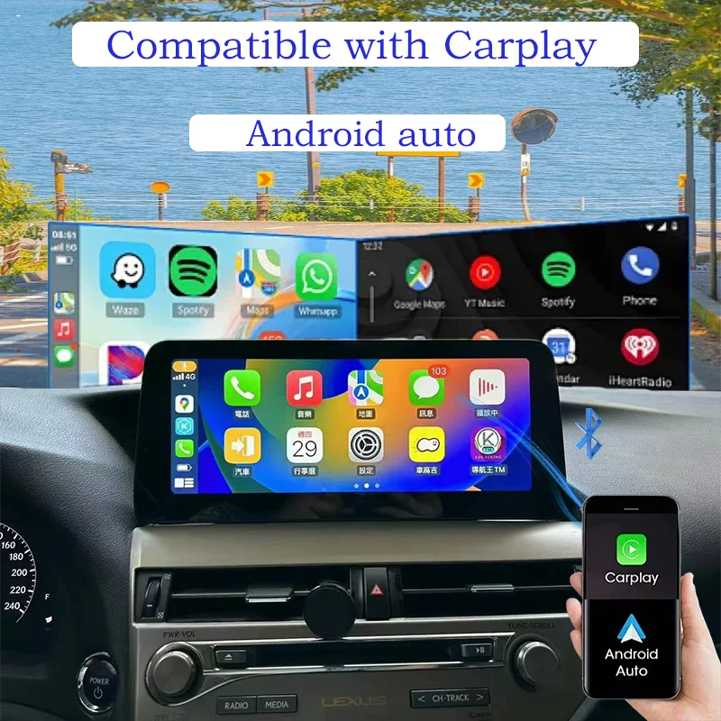 12.3 “Android 13 For Lexus RX RX270 RX350 450  CarPlay  2009-2014 Reserved OEM Menu Car Radio Multimedia Video Player