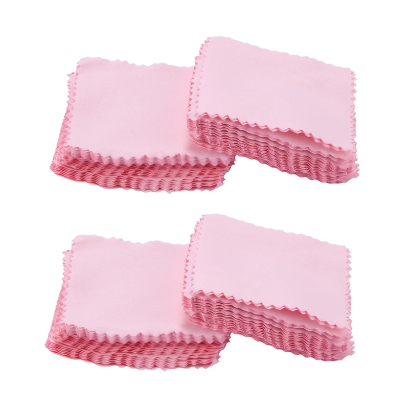 100 Pack Jewelry Cleaning Cloth,Jewelry Polishing Cloth For Sterling Silver Gold Platinum Pink