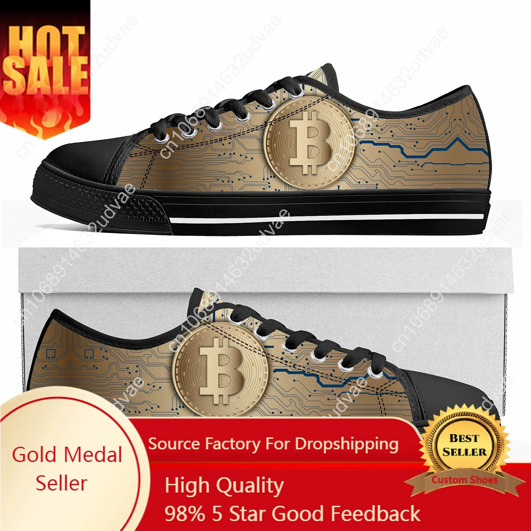 

Bitcoin Low Top Sneakers Cryptocurrency Miner BTC Coin Mens Womens Canvas Sneaker Couple Shoes Custom Shoe