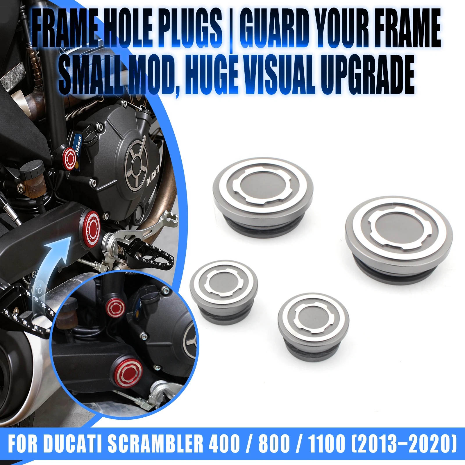 Motorcycle Decorative Frame Hole Caps Cover Sturdy Aluminum Alloy Body Frame Accessory For Ducati Scrambler 400 800 1100