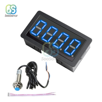 4 Digital LED Red Blue Green Tachometer Gauge RPM Speed Meter+Hall Proximity Switch Sensor NPN 12V 24V Tachomete Set Accessories