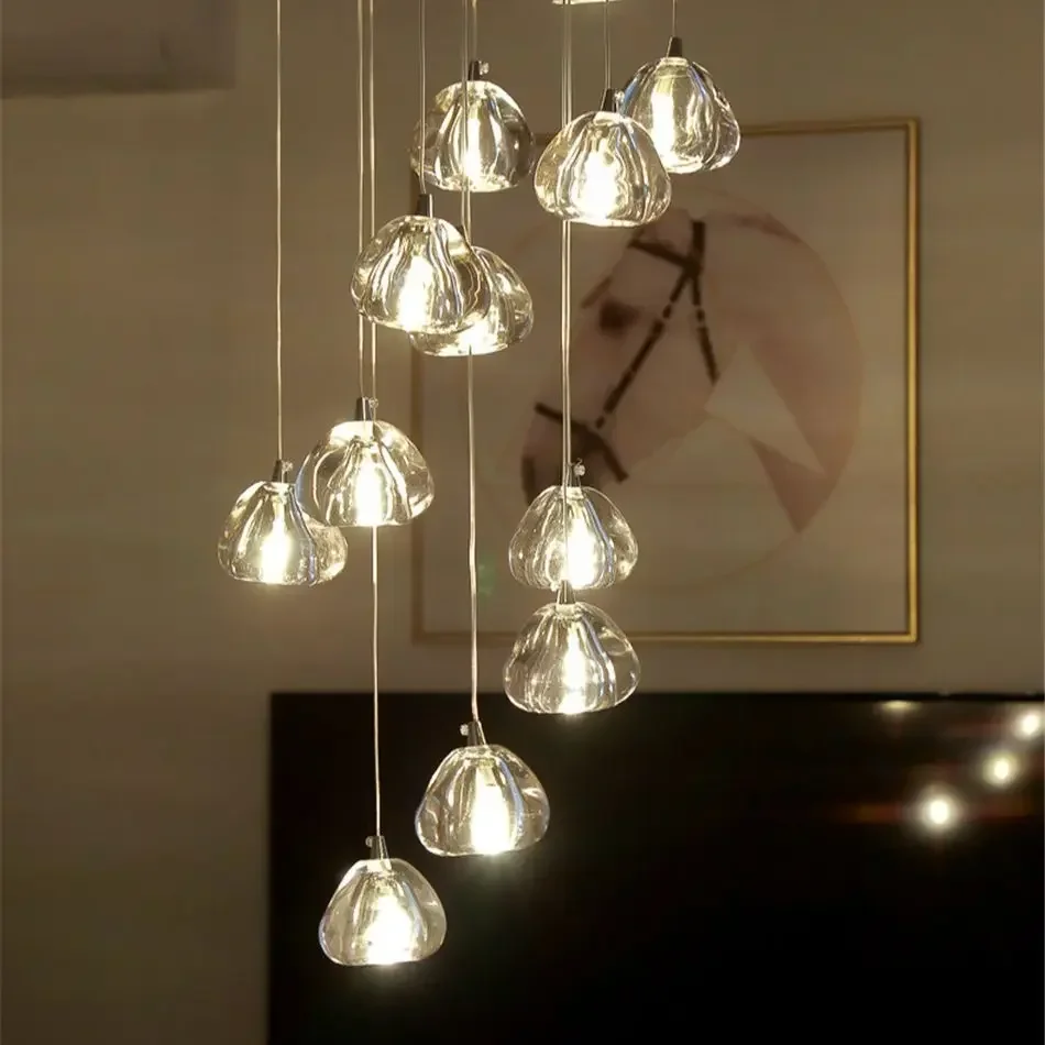 Ceiling Chandelier for Living Room Kitchen Long Staircase Lighting Mall Villa Hotel Lamp Loft Crystal