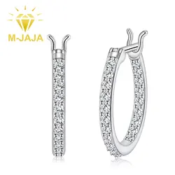 M-JAJA 1.7MM Moissanite Hoop Earrings Real 925 Sterling Silver for Women D Color VVS1 Lab Diamond Stud Earrings Wedding Jewelry