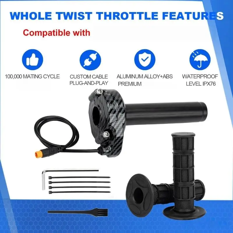 31BC ABS Housing Electric Bike Twist Grip Control 22mm Bore, Full Rotation Cable Linked Assembly for Handlebar Service and