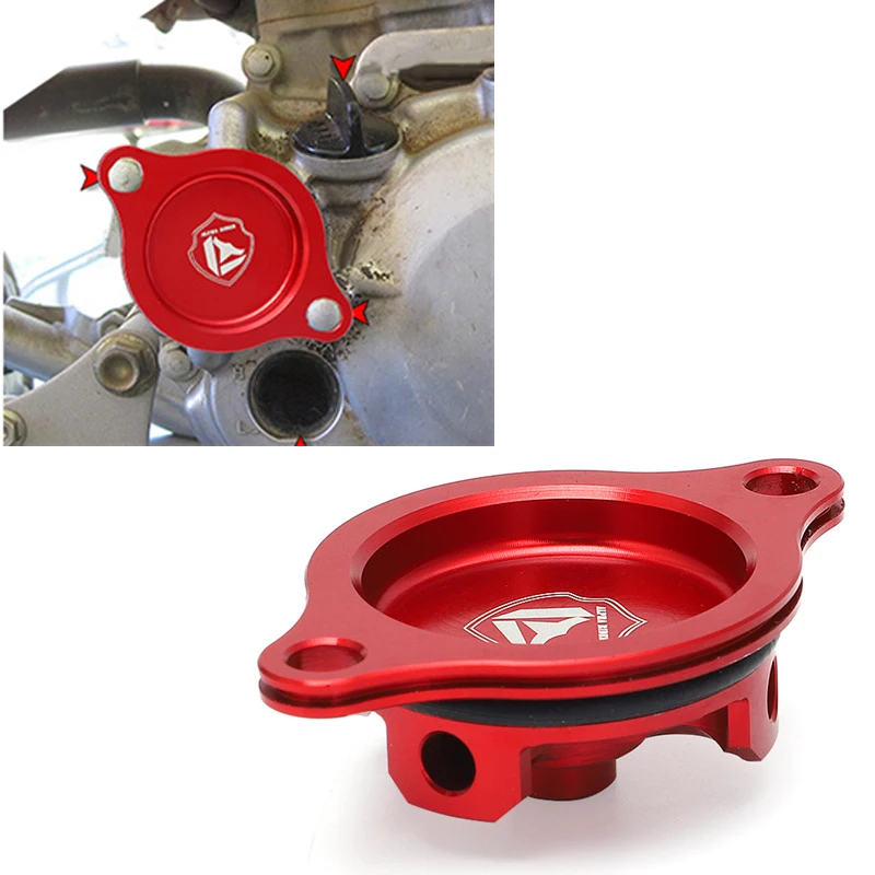 CNC Aluminum Oil Filter Cover Red Anodized For HONDA TRX450R TRX450ER 2006-2014 CRF450R CRF450X