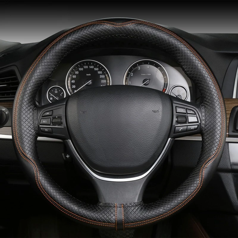 GNUPME Quality Steering Covers 38cm DIY Genuine Leather Car Steering Wheel Cover Handmade Braid Auto Interior Accessories