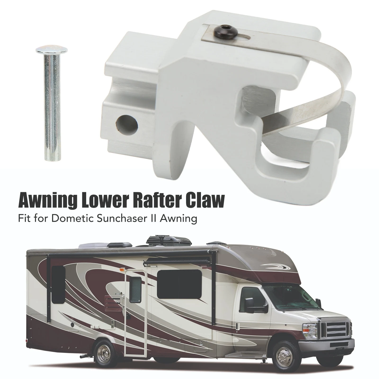 

RV Awning Lower Rafter Claw Satin Aluminum Lasting Performance Sturdy Convenient To Install for RV Dometic Sunchaser II Awning