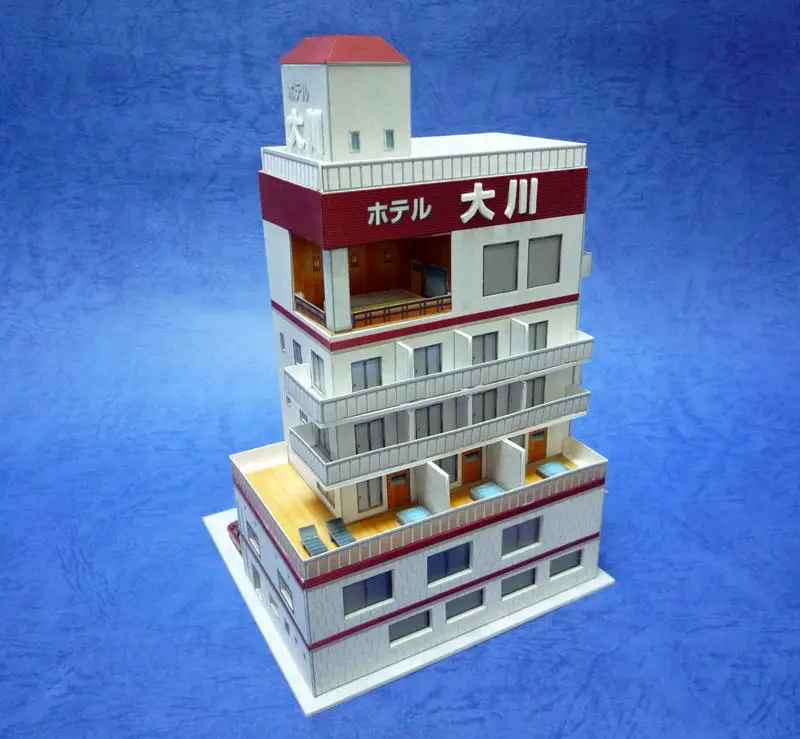 1:150 N-Scale Japanese Building Diorama 3D Paper Model Scene DIY Handmade Ornaments Hot spring hotel