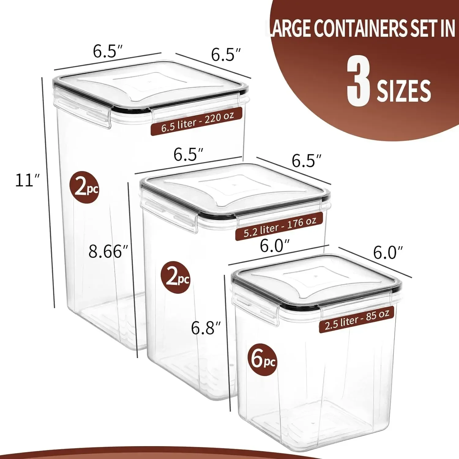 Large Airtight Food Storage Containers with Lids, 10 Pack Cereal Containers Storage Set - BPA Free Pantry Organizers and Storage