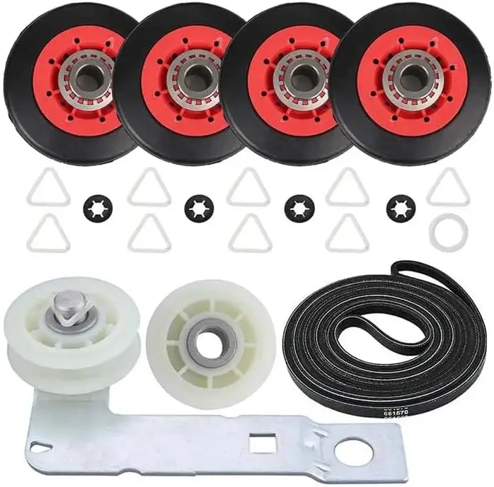 

Dryer Repair Kit for Whirlpool & GE Models – Drum Roller, Idler Pulley, Belt
