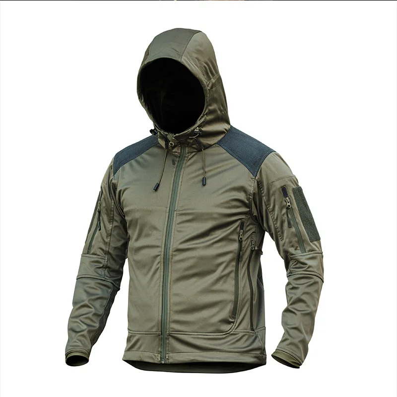 

Windproof Winter Wadded Lining Hooded Jacket Mens Waterproof Softshell Jacket Coat Hiking Work Tactical Jackets Outwear Anorak