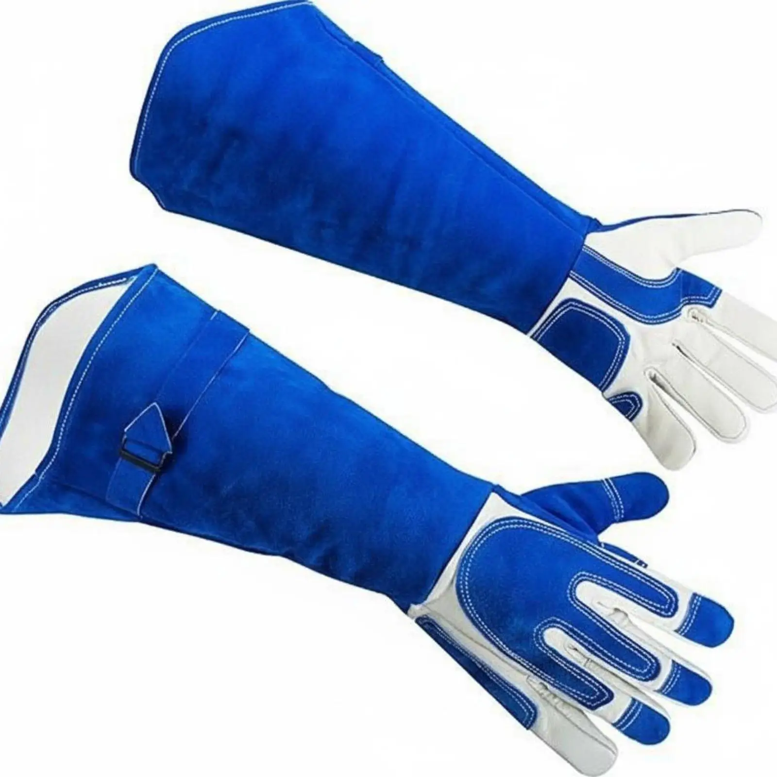 Heavy-duty Bite Proof Cowhide Gloves Extra Long Animal Handling Safety Gloves for Gardening Work and Pet Protection