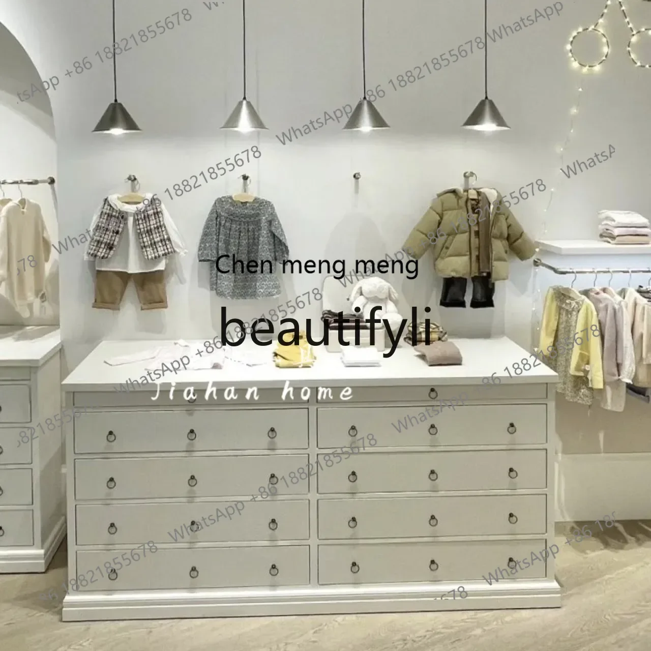 

zqxCream Wind Store Storage Cabinet Bedroom Drawer Cabinet Cloakroom Storage Display Cabinet