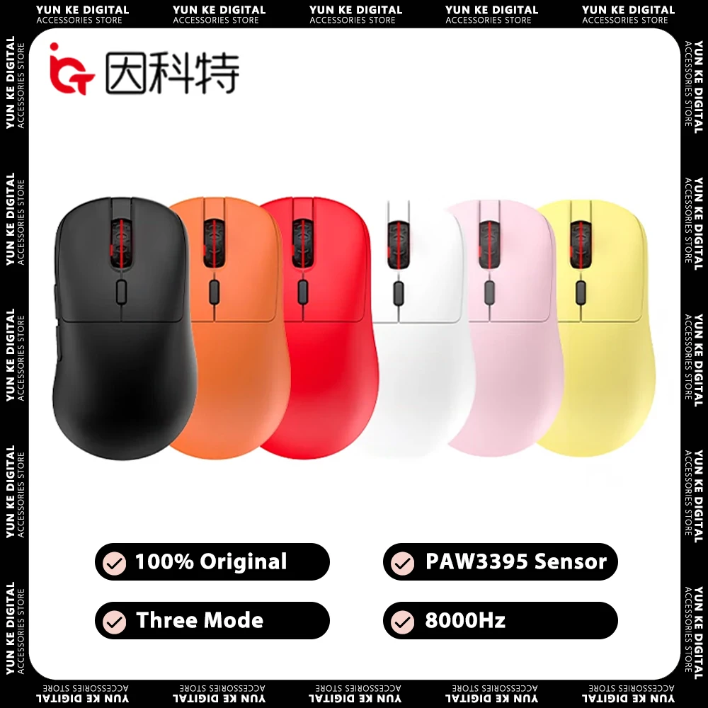 

Incott GHERO Wireless Mouse PAW3395 Sensor Two Mode RGB Low Latency Gaming Mouse Ergonomics Pc Gamer Accessories Office Gift