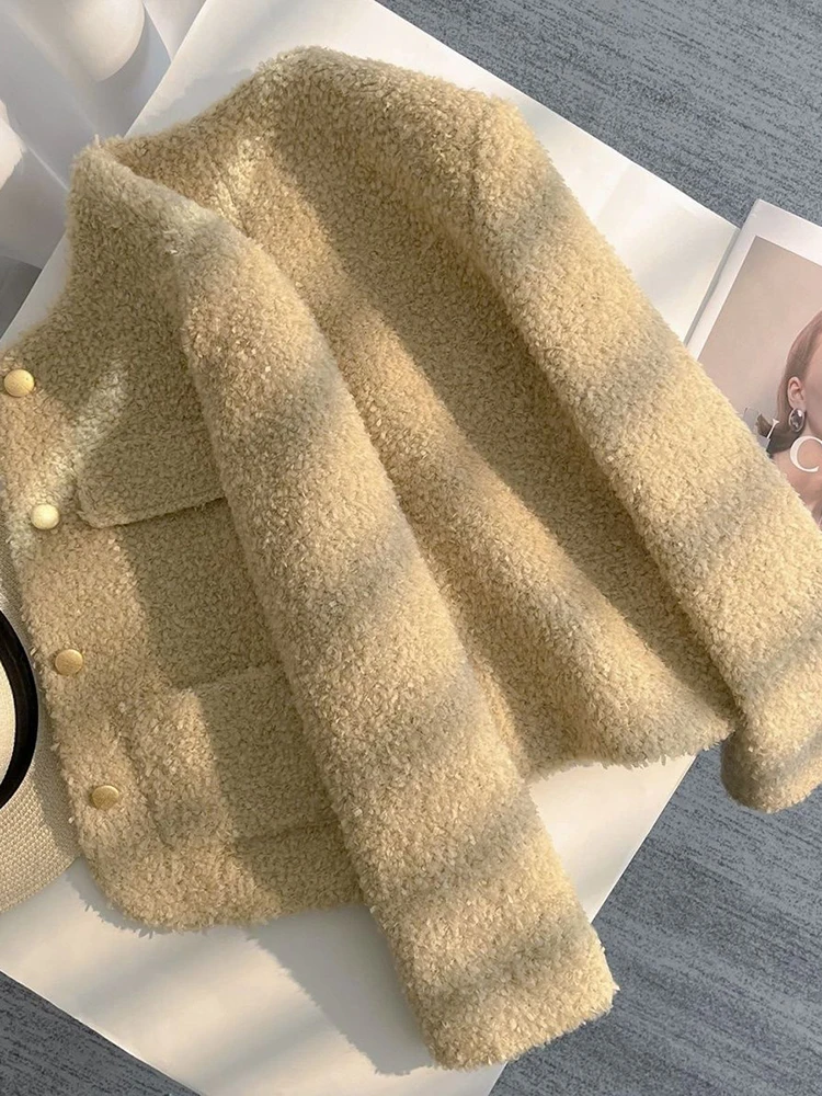 Zoki Vintage Women Slim Sweet Jacket Fall Casual Long Sleeve Elegant Short Coat French O Neck Pockets Lady Single Breasted Tops