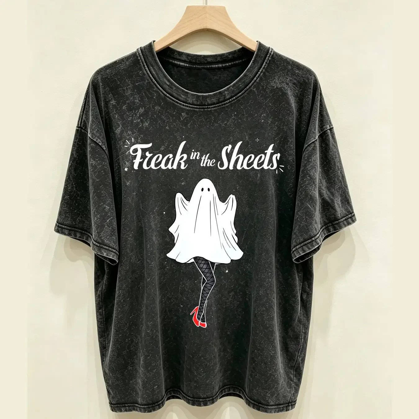 washed T Shirt Freak in the Sheets Cute Halloween For Women Funny Spooky Plus Size long or short sleeves vintage Washed fashion