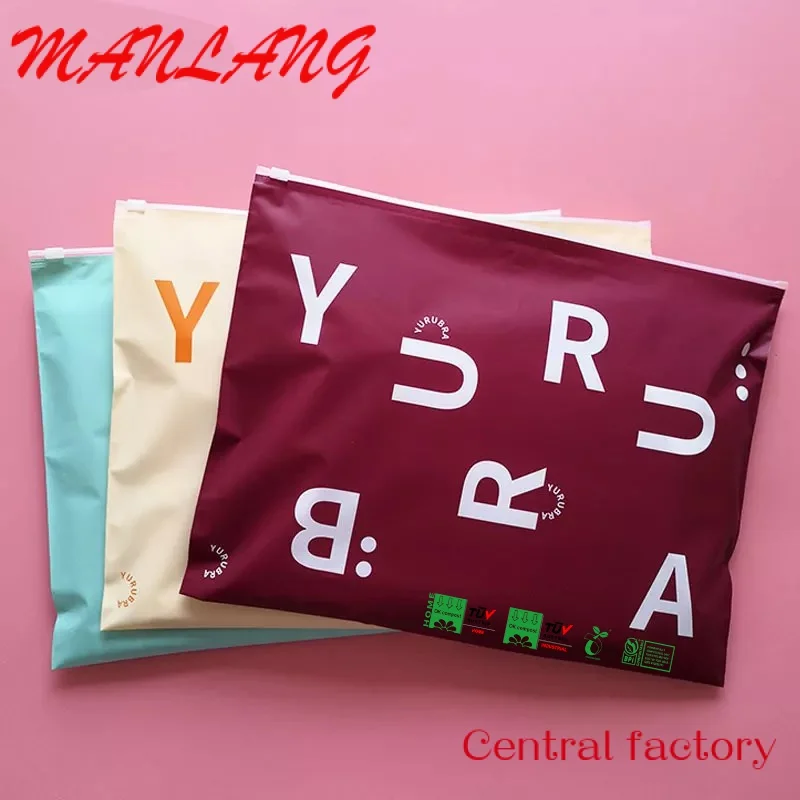 Custom  Resealable Zipper Bags Custom Printed Eco Friendly Biodegradable Frosted Pvc Plastic Packaging Clothing Zip Lock Bag