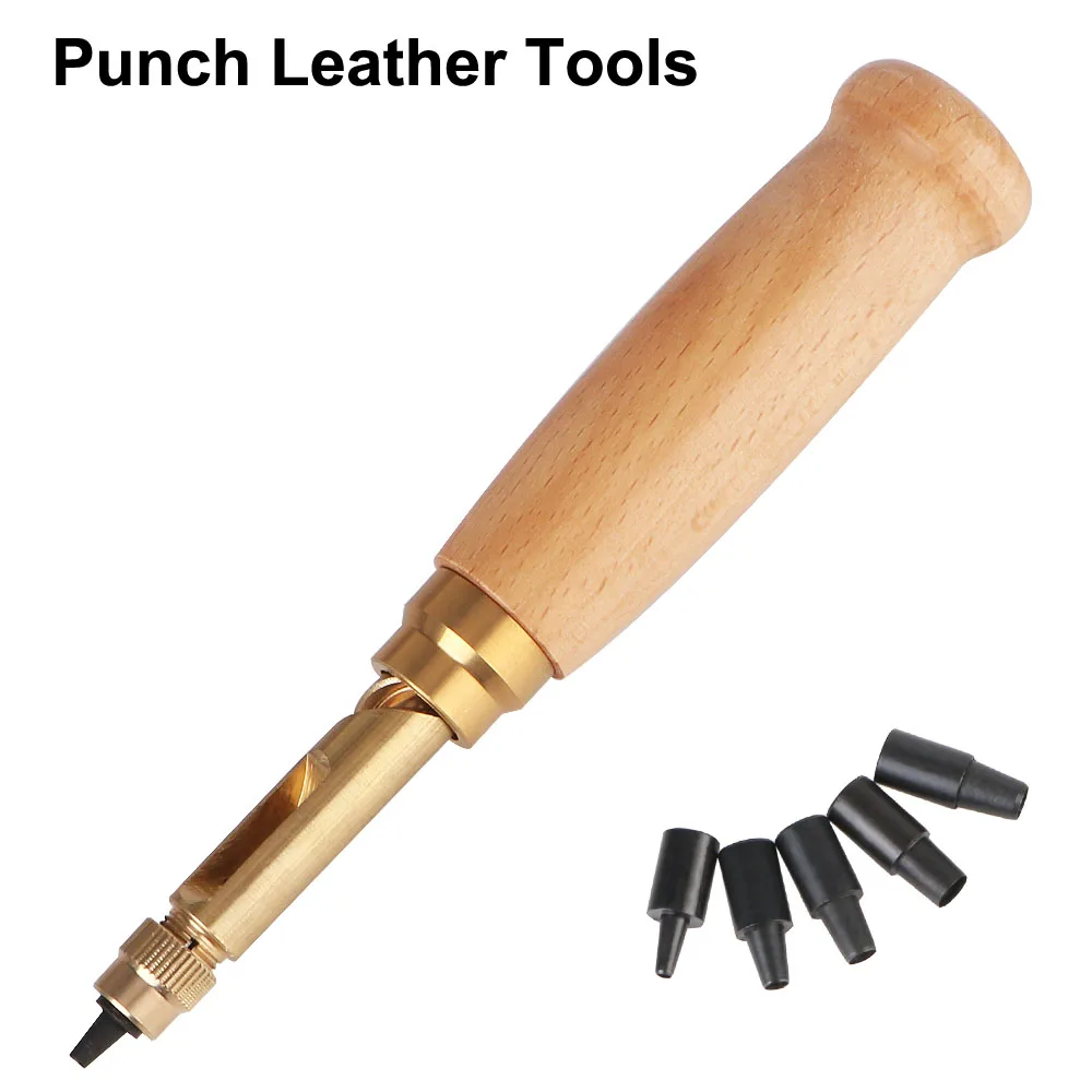 Screw Punch Leather Tools Hole Punch Screw Removable With 6 Size Tip 1.5-4mm Book Drill Auto Automatic Belts DIY Tool