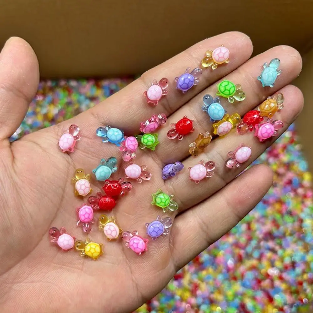 100Pcs Mixed Nail Art Resin Cartoon Little Turtle Series Rhinestones DIY Craft Mixed Mini Turtle Handmade DIY Decoration