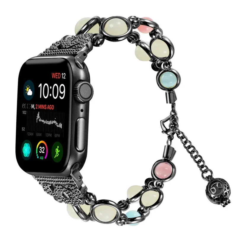 

Ремешок из светящегося камня для Apple Watch Series 9 8 7 6 5 4 SE, женский браслет для iWatch 3 38 мм 42 мм, 45 мм 41 мм 44 мм 40 мм