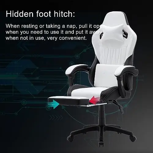 Gaming, Office Chair High Back Computer Leather Desk Chair Racing Executive Ergonomic Adjustable Chair with Headrest