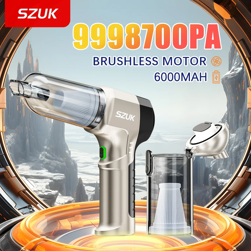 SZUK Cordless Portable Car Vacuum Cleaner 9998700PA Powerful Mini Vacuum Cleaner for Home Appliance Handheld Blower Car Cleaner