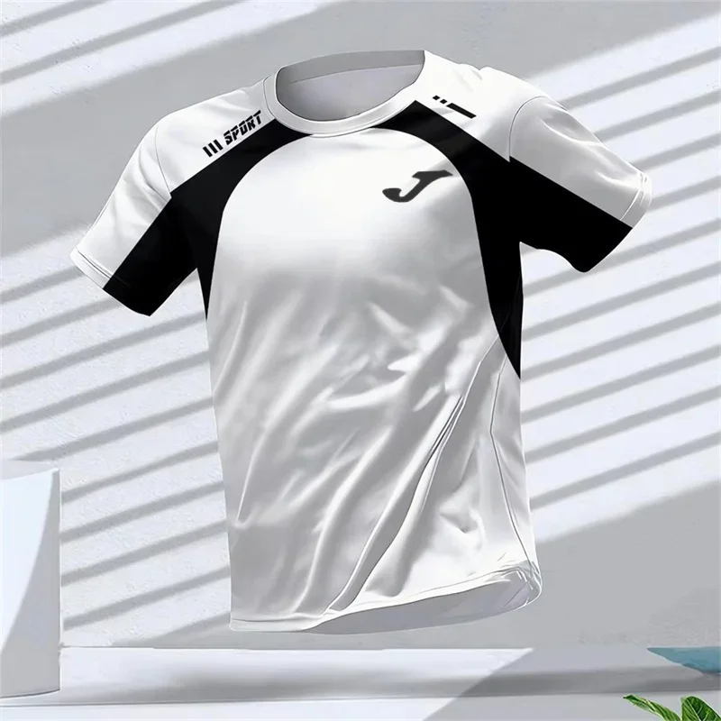 JOMA تي شيرت رياضي أنيق بسيط للرجال صيفي خارجي بأكمام قصيرة مطبوع ثلاثي الأبعاد تي شيرت غير رسمي كبير الحجم للجري والجيم تي شيرت #5