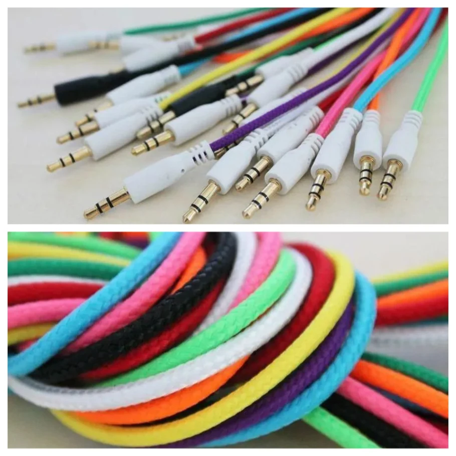 

2000pcs 1M Nylon Aux Audio Cable 3.5mm Jack Stereo Headphone Auxiliary Cord Speaker Wire for Laptop Samsung PC MP4 Phone