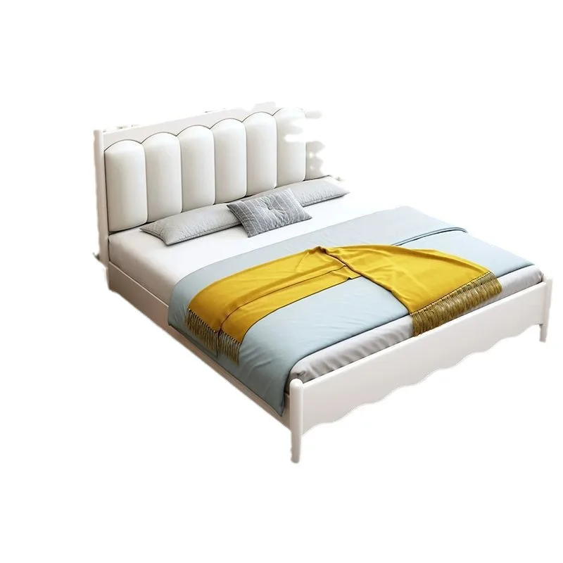 

Nordic all solid wood bed, soft night light bed, home double master bedroom