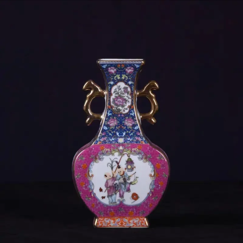for Small Vase Travel Antique Porcelain Collection Ornament Retro Chinese Enamel Colored Gold Decorative Ornament