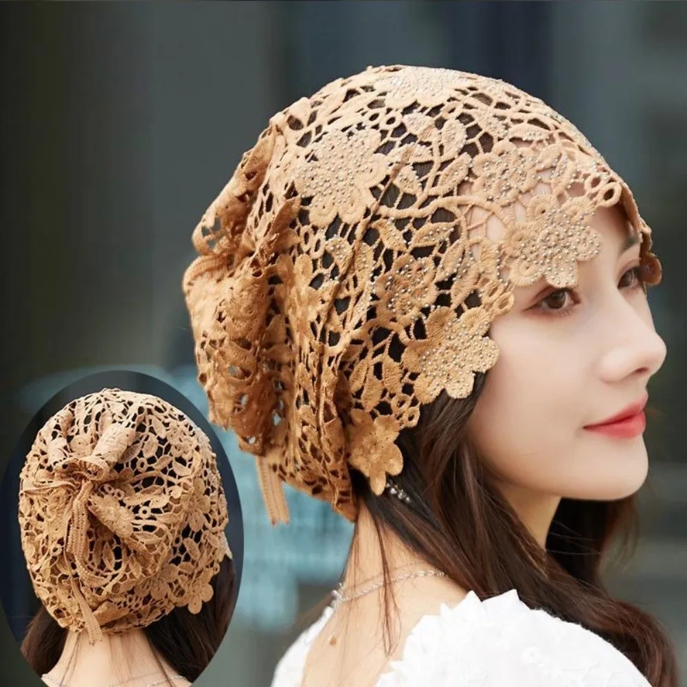 

Cute Single Layer Crochet Hollow Knitted Hat Flower Dual-use Knit Beanies Thin Korean Style Weave Cap Outdoor