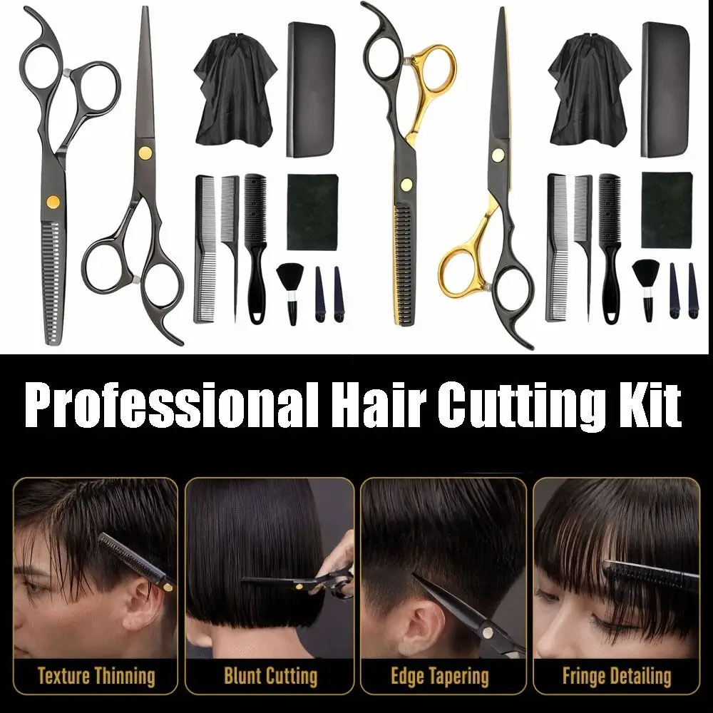 Professional Hair Cutting Kit Anti-jam Stainless Steel Hair Thinning Shears Silent Premium Haircutting Tool Set Hairline