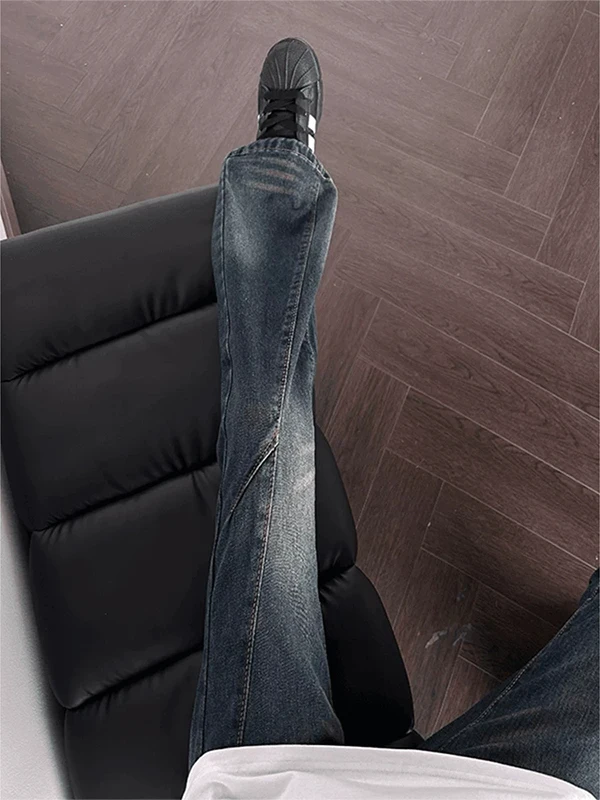 Jeans Americanos Retro em Patchwork para Homens e Mulheres, Calças Largas de Perna Reta, Versáteis, Estilo High Street, Calças Casuais de Verão