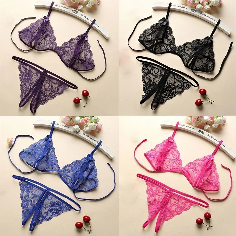 

NEW 8 Colors Plus Size Women Pajama Sets Sexy Pyjamas Lace G-String V-Neck Sleepwear Female Pajama Clothes Sexy Lingerie