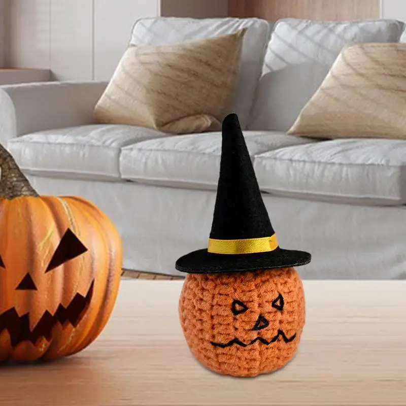 Knitted Pumpkin Decor Small Pumpkin Cute Knitted Toy Ornaments Art Funny Car Ornament Comfortable Knitted Doll In Orange For