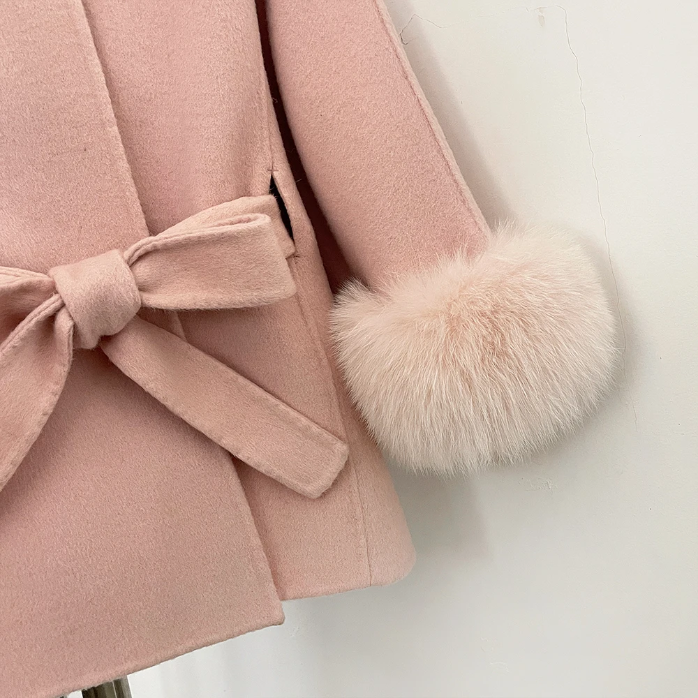 OFTBUY frauen Wolle Mantel Frau Echt Fox Pelz Woolen Jacke Frauen Jacke mit Pelz Femmes Lose Mantel Wraps Fledermaus Wolle mantel Weibliche