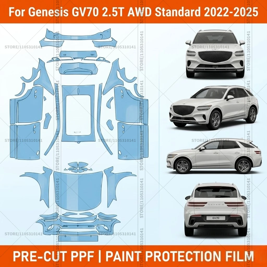 

Pre-Cut Paint Protection Film PPF Transparent Bumper Clear Bra Car Film For Genesis GV70 2.5T AWD Standard-2.5T 2022-2025