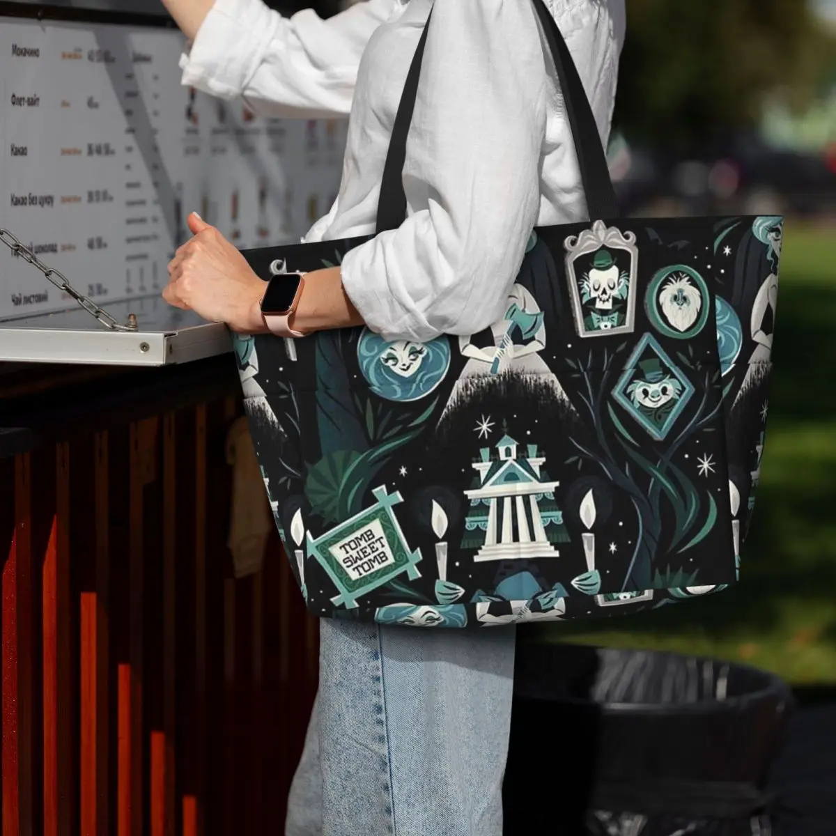 

Haunted Mansion Stretching Beach Tote Bag Sport Gym Yoga Duffle Large Tote Bag Women Travel Bag Fitness bag