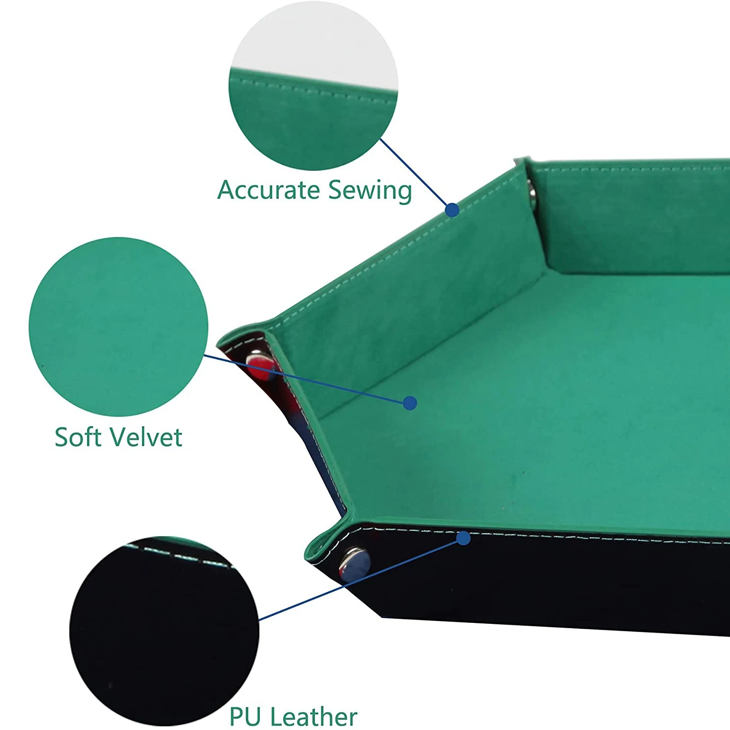 Y49A-4 قطع علبة النرد مسدس النرد المتداول حامل للطي الجلود النرد صواني صندوق تخزين لألعاب النرد مثل ألعاب Rpgtable