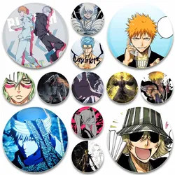 Anime Bleach Brooches Round Cartoon Pins Rukia Renji Byakuya Kuchiki Byakuya Sajin Renji Badge Bag Accessories Jewelry Gifts